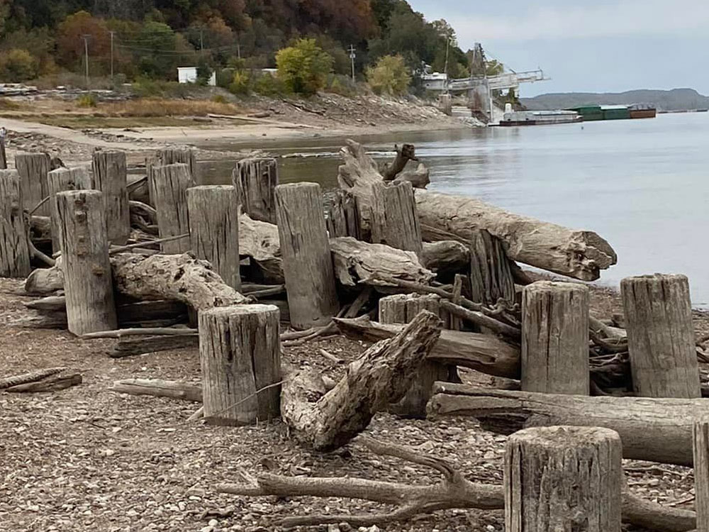 Historic railroad track rubble