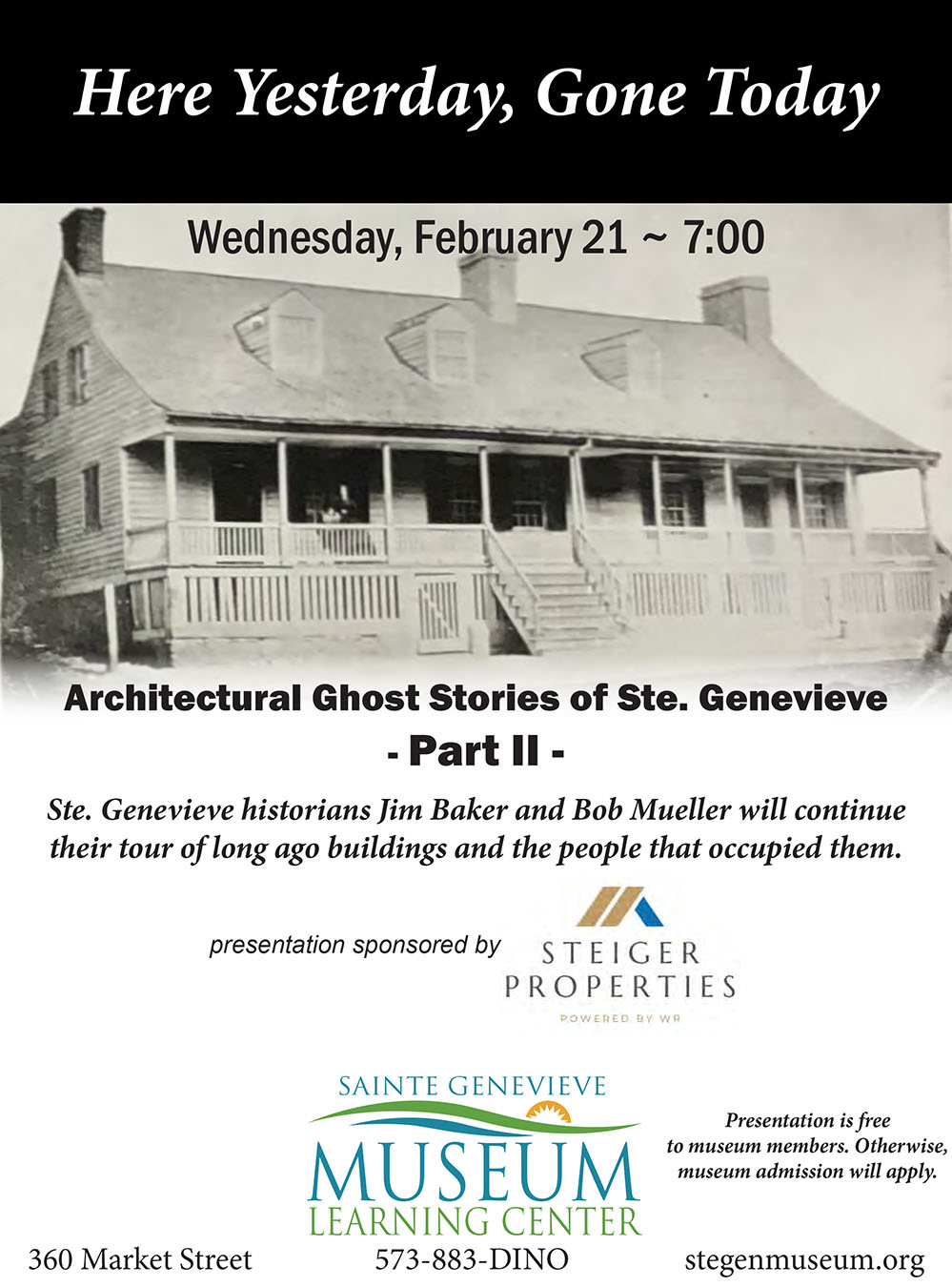 Architectural Ghost Tour - Ste. Genevieve Museum Learning Center